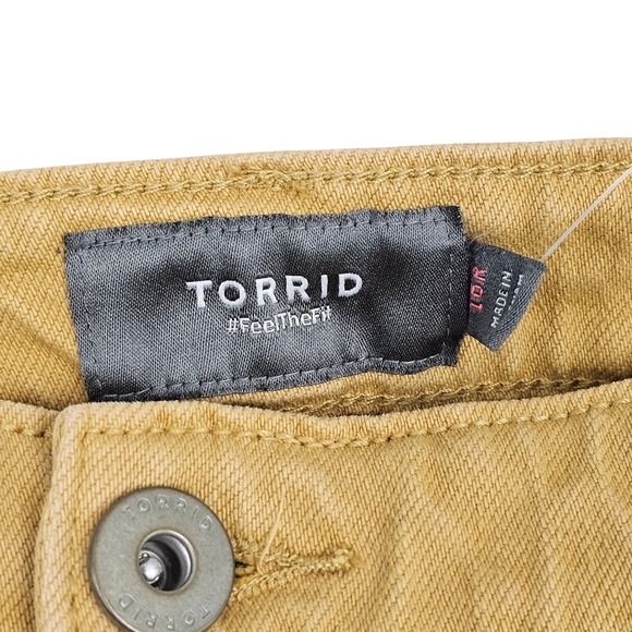 Torrid Womens Plus Size 16 Button Front High Rise Crop Frayed Hem StraightPants - Picture 5 of 9